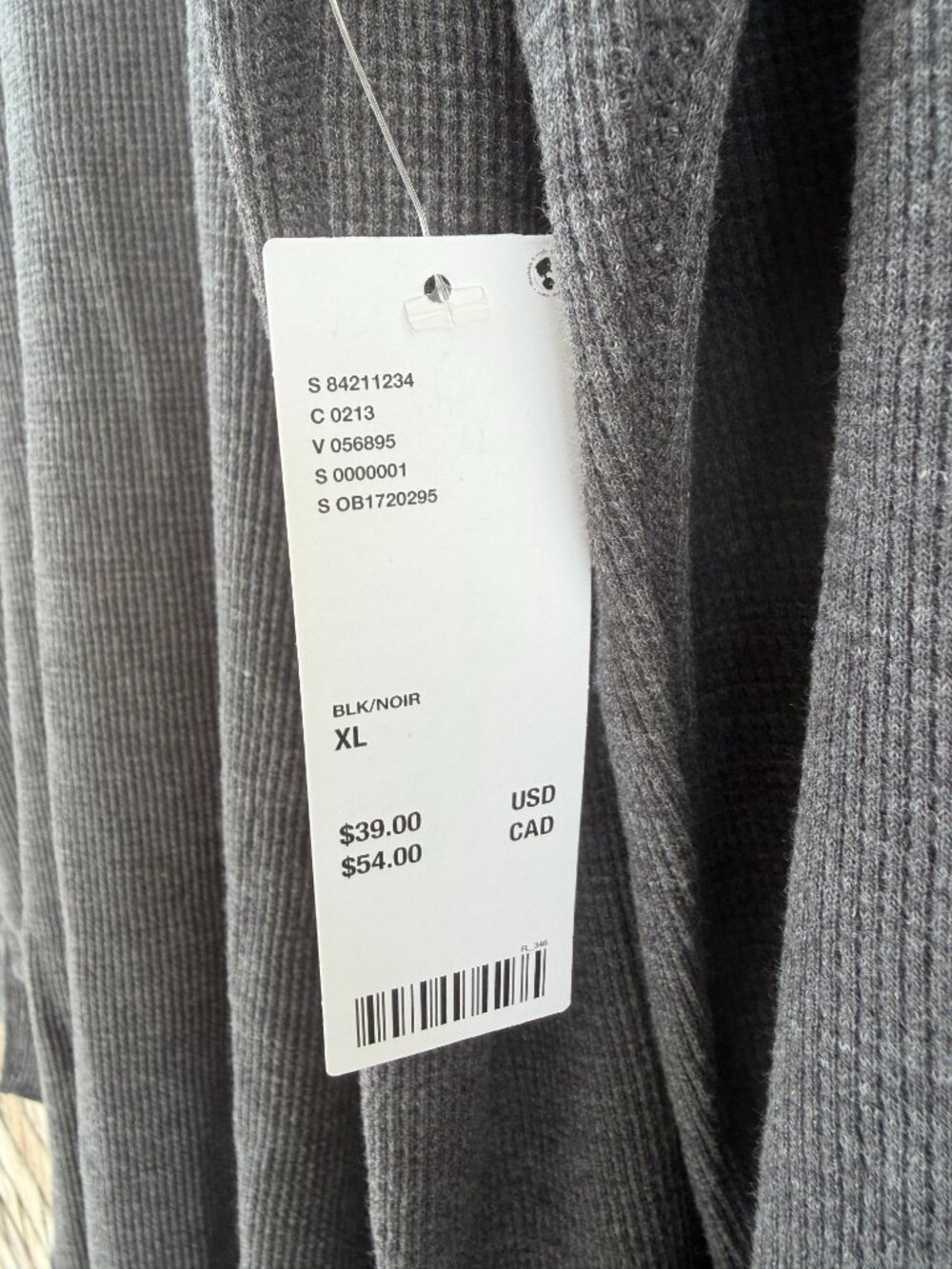 BDG Urban Outfitters Baselayer Thermal Long Sleeve Tee - Grey - XL - Picture 7 of 15